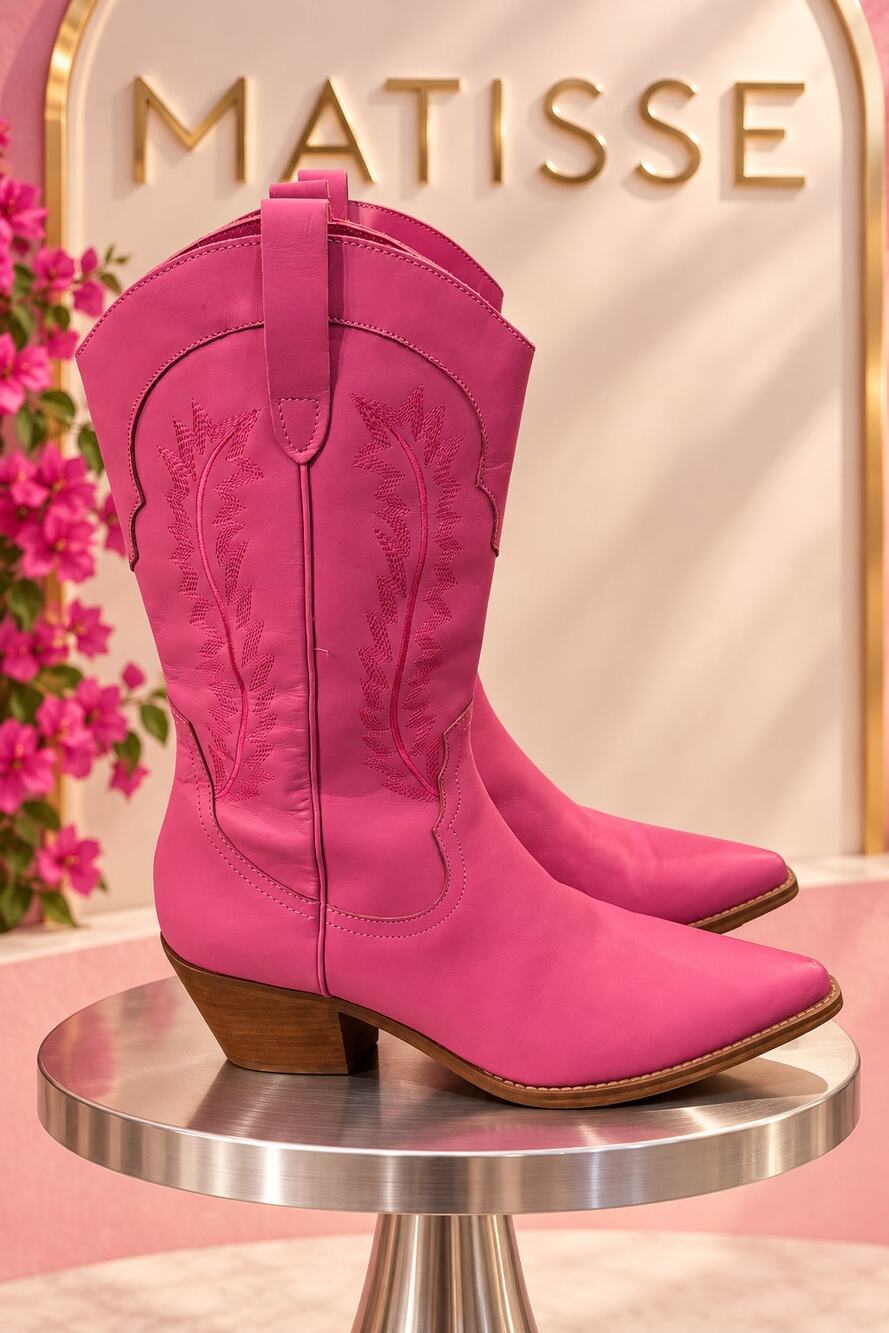 Matisse Hot Pink Leather Western Cowboy Boots Women’s 9M Pointed Toe